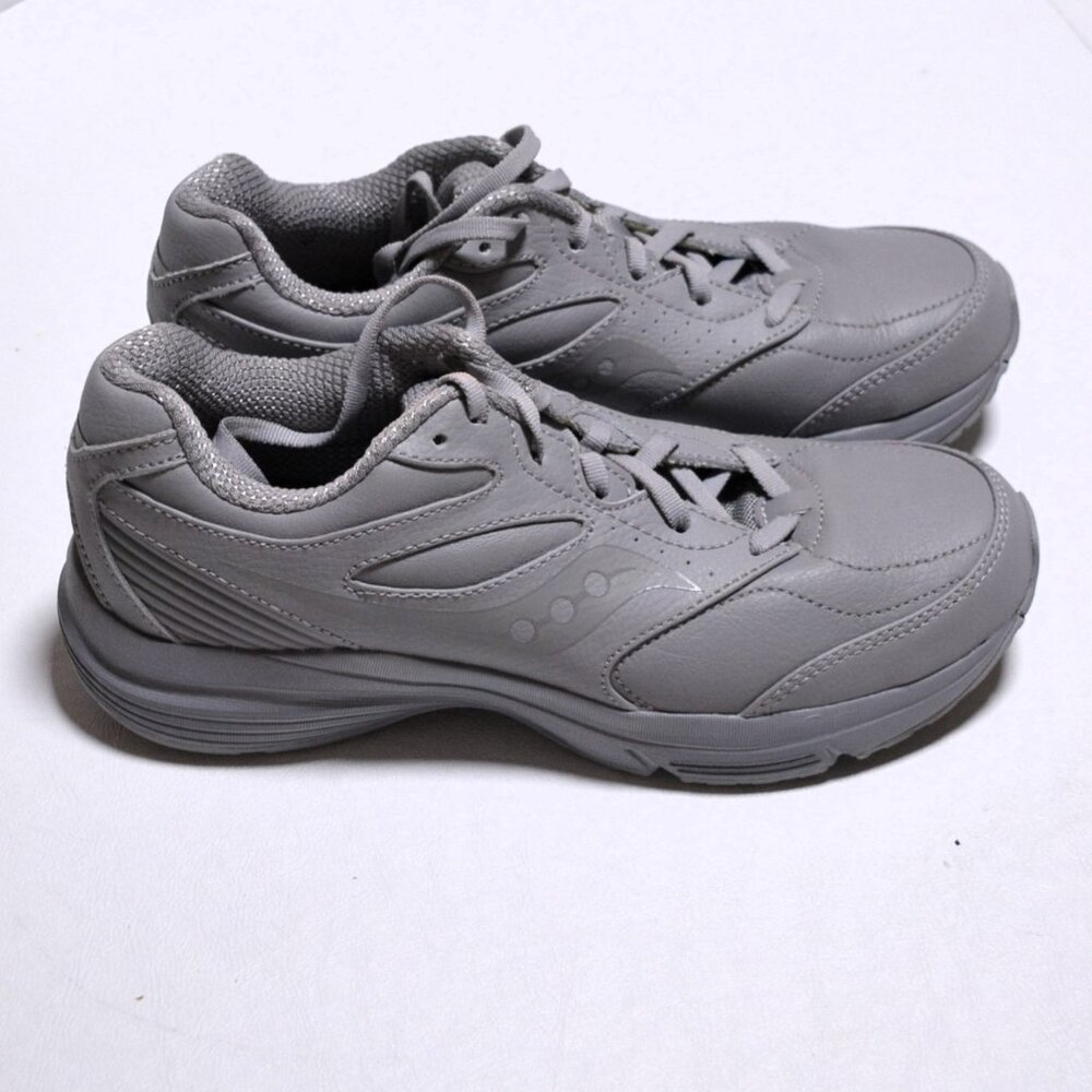 SAUCONY SZ 8 ATHLETIC SNEAKERS WOMENS GRAY TENNIS 1 WALK TRAC LEATHER